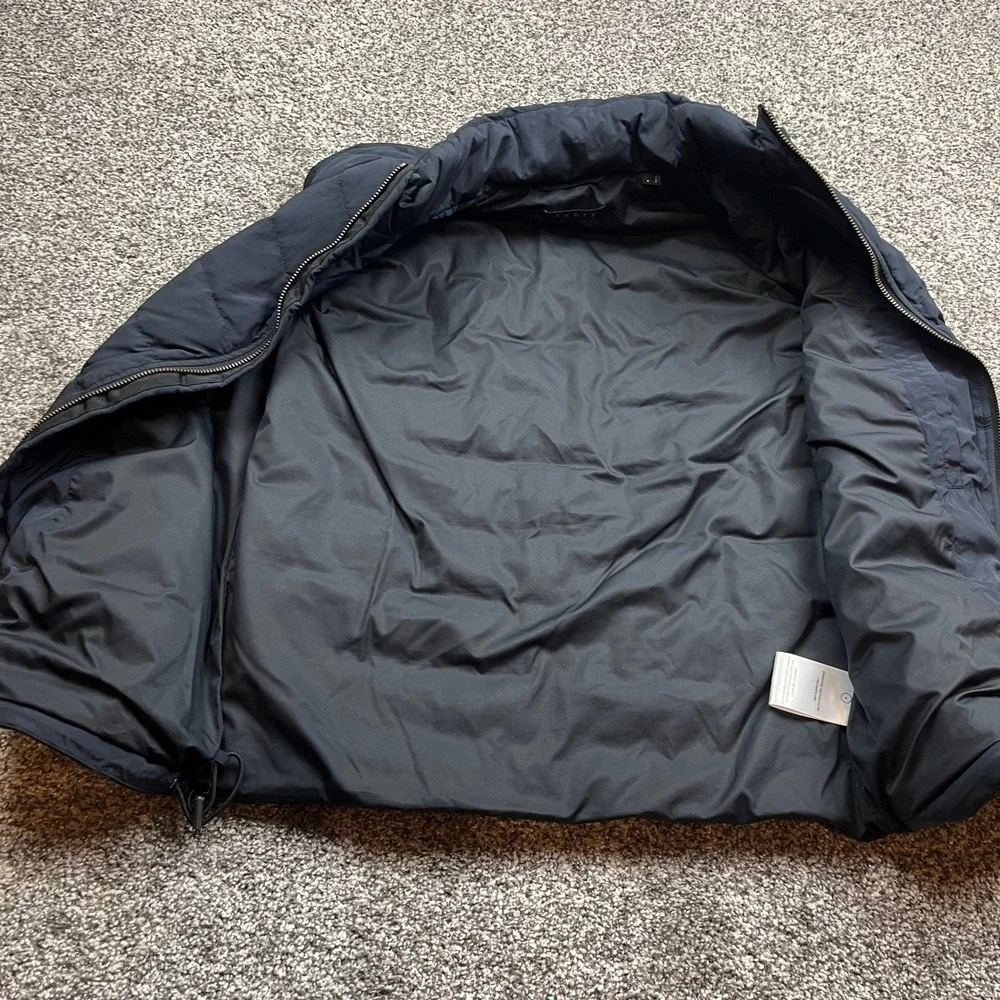 Theory  Puffer Vest Womens S Rainier Black Down Filled Quilted Zip Front pocket